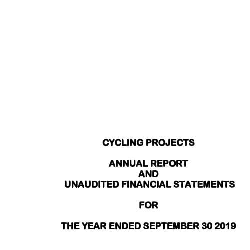 Cycling projects accounts cover page