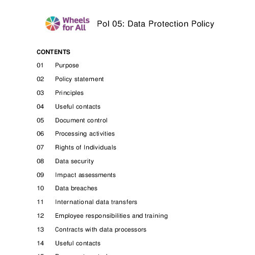 Data Protection Policy cover page