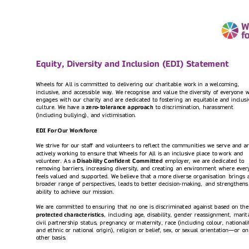 Wheels for All - EDI Statement cover page