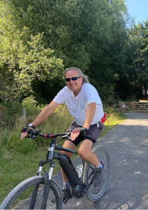 Charlie Barter riding a bike