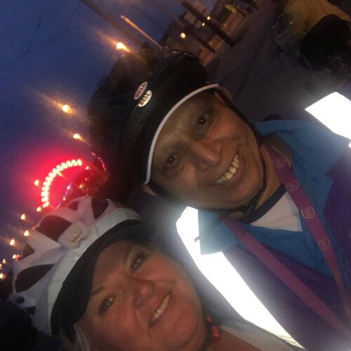 Bike riders at night