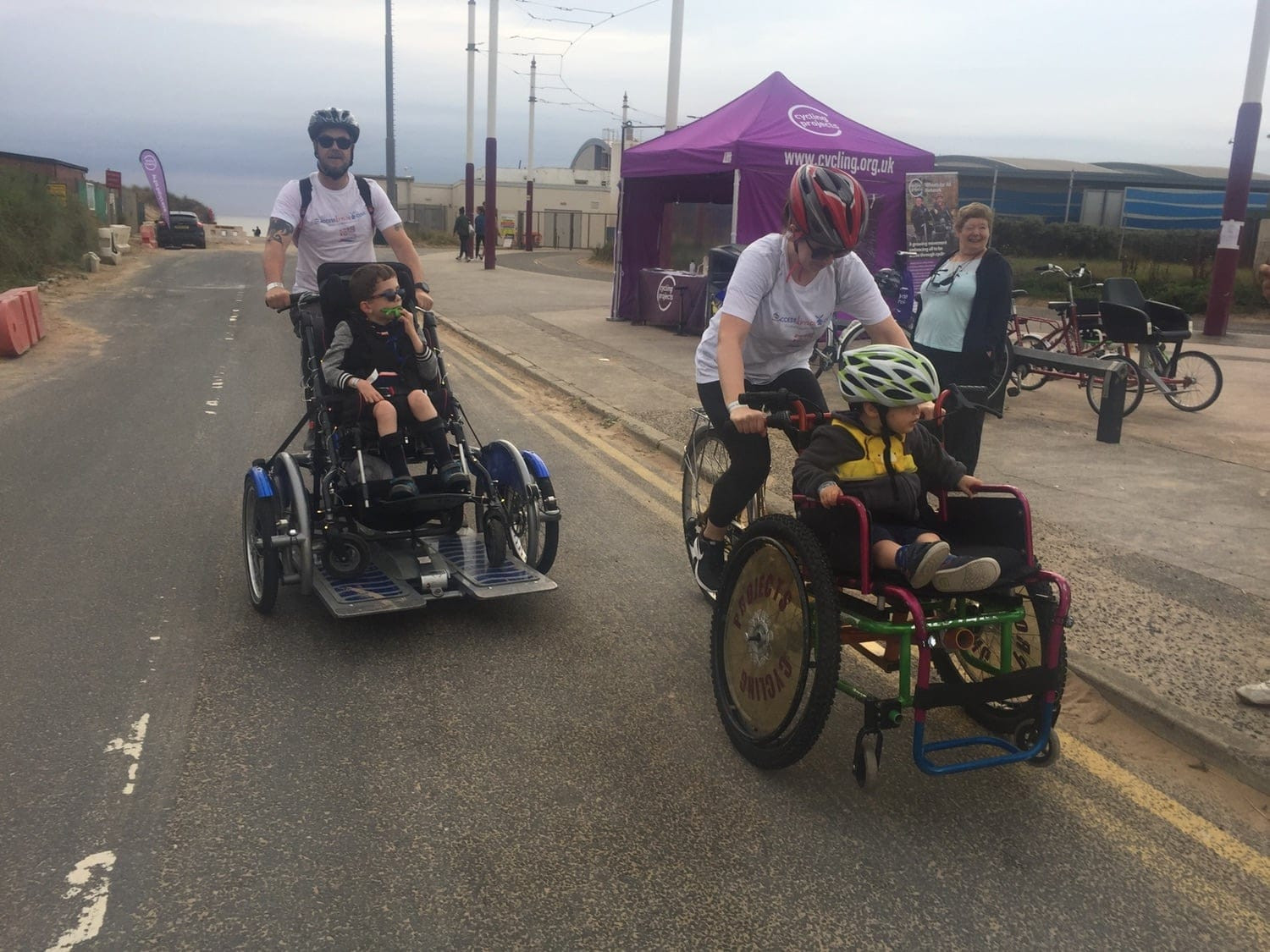 Riding adapted bikes in Blackpool