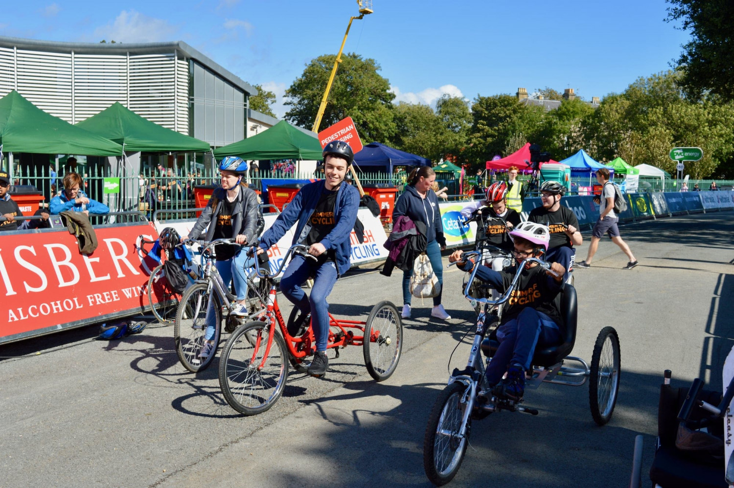 Riding adapted bikes at the start