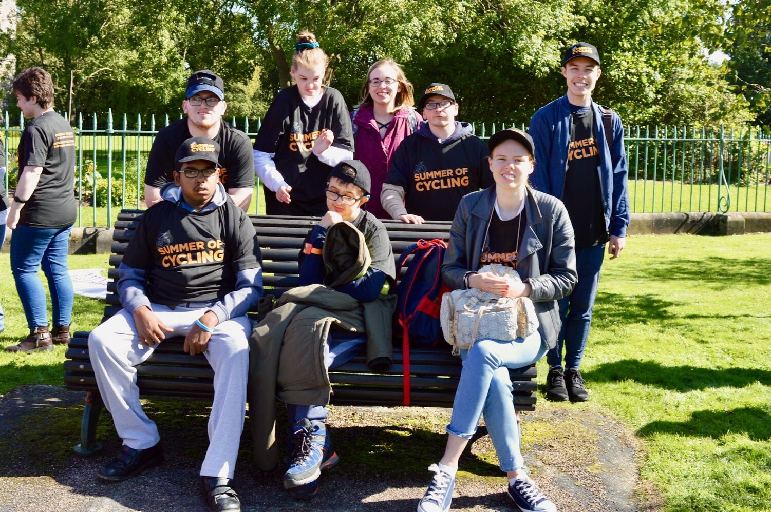 Group shot on bench