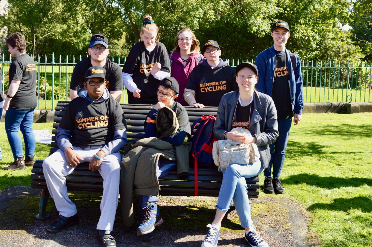 Group shot on bench