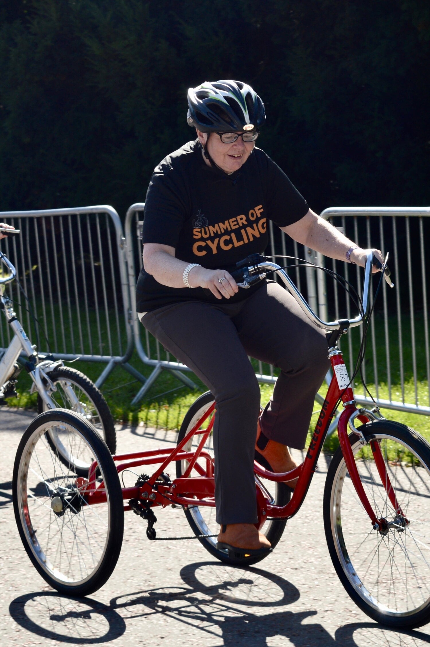 Rider on tricycle