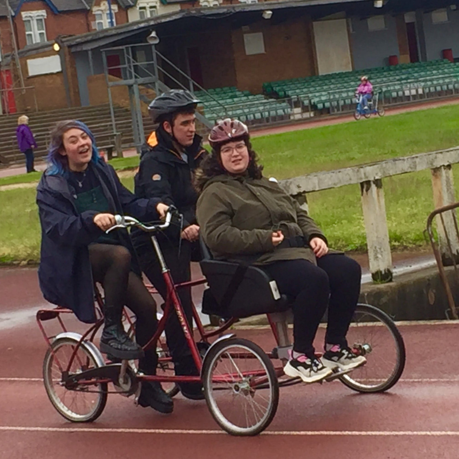 Adapted bike riding on track