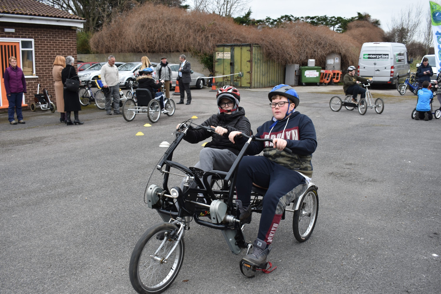 Riding an adapted bike