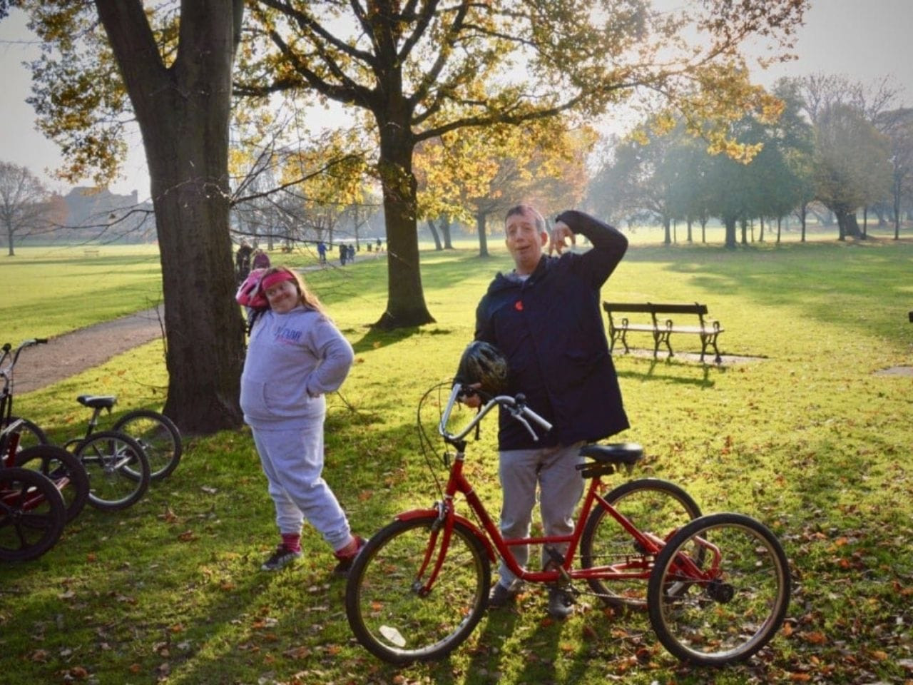 Rest from cycling in park