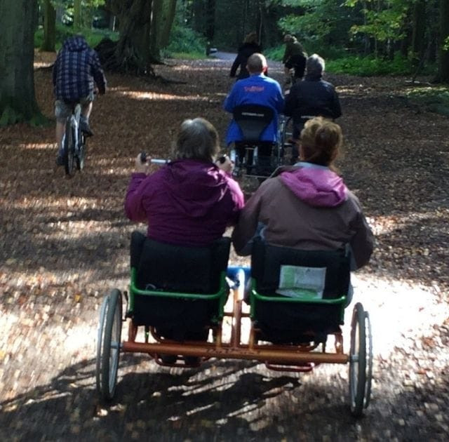 Adapted bike ride in woods